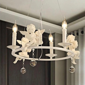 Modern Lamps lustre Lighting Led Pendant Creative Crystal Chandeliers With The Angel For Living Room Light lw591158py