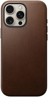 Modern Leather Case voor de iPhone 16 Pro Max - Brown Bruin