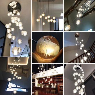 Modern LED Crystal Chandelier Lighting Large Hanging Lights Orb Cristal Lamps for Living Dining Room Staircase Hotel Decoration