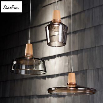 Modern Led Glass Pendant Light Fixture With Wood Vintage Rustic Hanging Lamp For Cafe Bar Restaurant Home Deco Loft Lighting