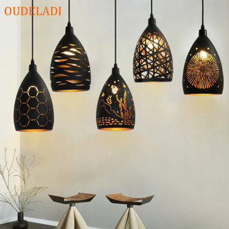 Modern LED pendant light iron Hollow metal cage pendant lamp living room restaurant shop bar fixture decoration