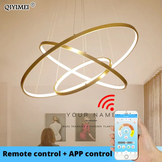 Modern LED Pendant lights for living dining room white golden coffee black Circle Rings aluminum body Lamp fixtures home lamp