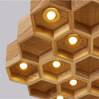 Modern led Wood Honeycomb Pendant Lamps Nordic creativehanging lights for Indoor Dining Room Home Decoration remote switch