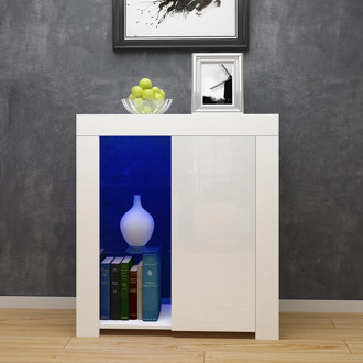 Modern Living Room Cabinet High Gloss Fronts Sideboard With Multicolor LED Lighting + Remote Control Multi Storage Compartments