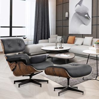 Modern Lounge Chair with Ottoman Chaise Furniture Recliner Chair Leather Swivel Leisure Chair for Living Room Bedroom Hotel