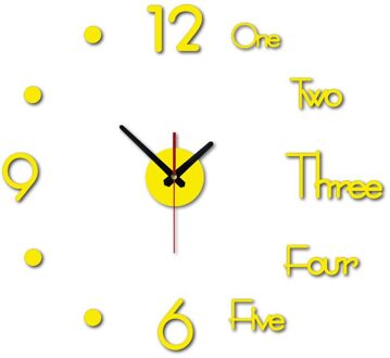 Modern Mini Diy Grote Muur-Klok Sticker Mute Digitale 3D Muur Grote Klok Woonkamer Home Office Decor kerstcadeau goud / 70-120 cm