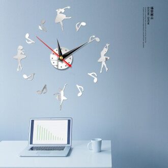 Modern Mini Diy Grote Muur-Klok Sticker Mute Digitale 3D Muur Grote Klok Woonkamer Home Office Decor kerstcadeau zilver