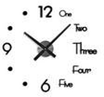 Modern Mini Diy Grote Muur-Klok Sticker Mute Digitale 3D Muur Grote Klok Woonkamer Home Office Decor kerstcadeau zwart / 50-45cm