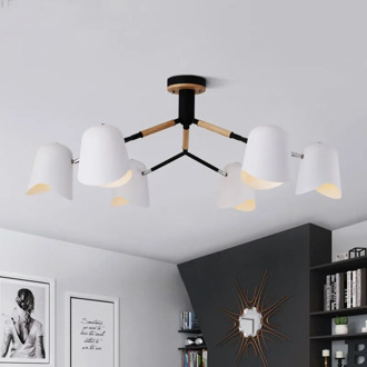 Modern natural wood&metal 220 V led creative freely rotate lamp cover chandelier dining room living room dining room store light