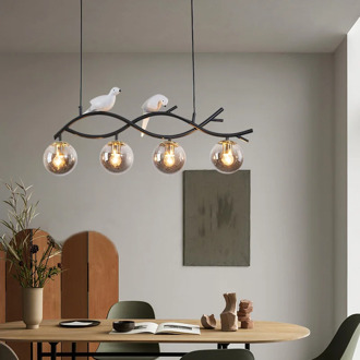 Modern Nordic Bird Glass Ball Led Restaurant Lamp Creative Pastoral Bar Cafe Chandelier Lamps