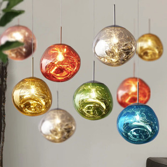 Modern Nordic LED Glass Chandelier Dixon Lava Ball Pendant Lamps Hanging Lamps Bedroom Kitchen E27 Personality Light Melt Lamp