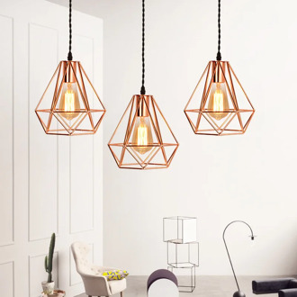 Modern Nordic metal LED pendant lamp Industrial vintage plating rose gold birdcage creative hanging lamp restaurant living room
