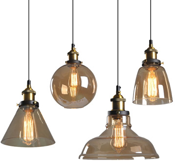 Modern-Pendant-Light Russian Amber Shaped Glass-Pendant-Lamp E27 Edison Light Bulb Dinning room Kitchen Home Decor Simple Design