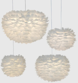 Modern Pendant Lights Feather Lamp Nordic Hanging Lamp Goose Feather Pendant Lamp For Bedroom Living Room Bedside Droplight E27