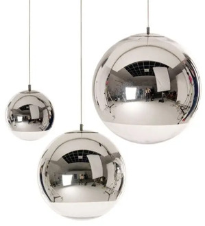 Modern Pendant Lights Silver Mirror Ball Pendant Lamp Globe Glass Led Lamp Living Room Bedroom Home Kitchen Hanging Lamps