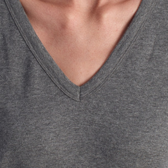 Modern positie T-shirt met V-hals en lange mouwen 719653 Dames - maat Grijs