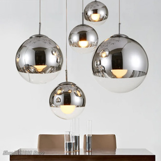 Modern Silver Gold Glass Ball Pendant Light Round Pendant lamp Luminaire Dining Living Room Kitchen Hanging Lamp Light Fixtures