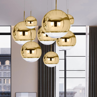 Modern Silver Mirror Ball Pendant Lamps Globe Glass LED E27 Home Decor Living Room Bedroom Villa Luxury Hanging Light Fixtures