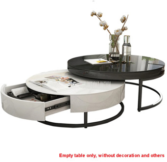 Modern Simple Telescopic Tea Table Creative Personality Black and White Circle Irregular Design Living Room Sofa Side Tea Table