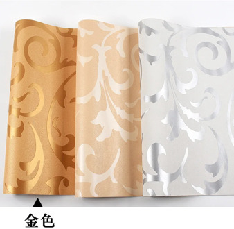 Modern Simplified 3D TV Background Wall Wallpaper Living Room Bedroom European-Style Golden Crochet Leaf Wallpaper