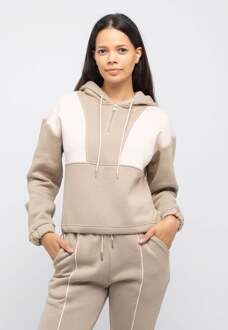 Modern tweekleurig trainingspak voor Dames met halve rits - maat Bruin