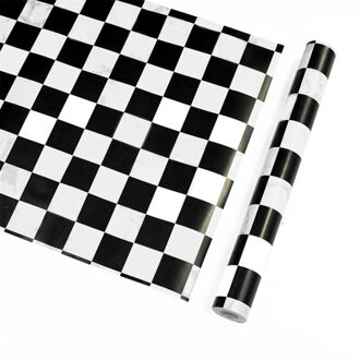 Moderne 45Cm X 10M Pvc Zwart Wit Gestreepte Zelfklevend Behang Contract Muur 1339