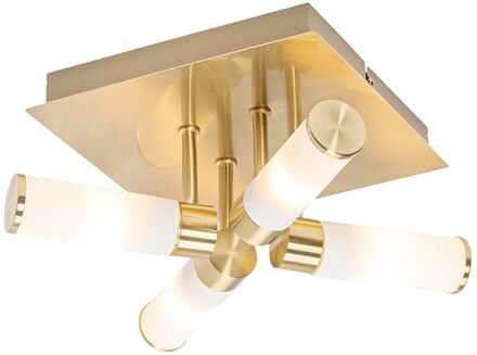 Moderne badkamer plafondlamp messing 4-lichts IP44 - Bath Goud