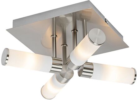 Moderne badkamer plafondlamp staal 4-lichts IP44 - Bath Zilver