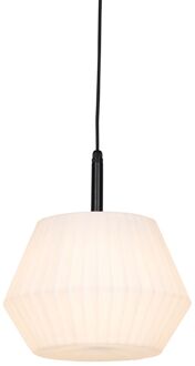 Moderne buiten hanglamp zwart met witte kap 32.9 cm IP44