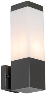 Moderne buiten wandlamp donkergrijs met opaal - Malios