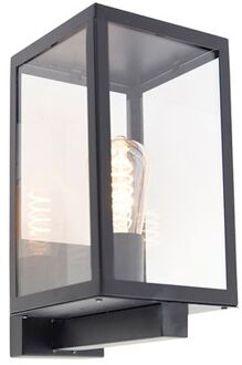 Moderne buiten wandlamp zwart met glas 30 cm - Rotterdam