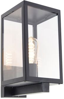 Moderne buiten wandlamp zwart met glas 30 cm - Rotterdam