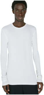 Moderne Crewneck Longsleeve T-shirt Ann Demeulemeester , White , Heren - XL