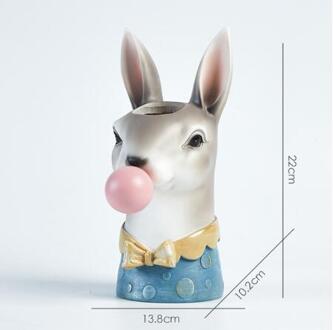 Moderne Dierenkop Hand Schilderen Giraffe/Zebra/Beer/Panda Hars Succulent Vaas Bloempot Planten Plant vazen Mand Sir konijn