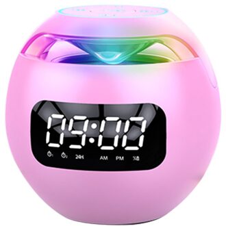 Moderne Draagbare Kolom Bluetooth Speaker Sound Box Met Led Display Wekker Hifi Fm Radio Mini Bluetooth Speaker Home Decor Roze