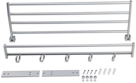 Moderne Dubbele Wandmontage Badkamer Badhanddoek Rails Houder Opslag Rack Plank