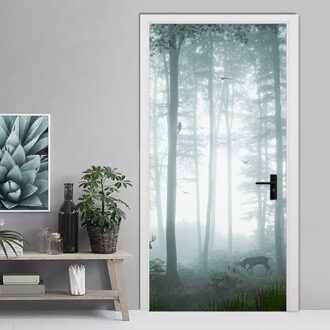 Moderne Eenvoudige Misty Forest Deur Sticker 3D Landschap Behang PVC Zelfklevende Waterdichte Muur Deur Decals Woonkamer Muurschilderingen 77x200 cm
