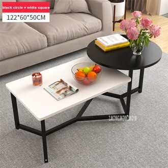 Moderne Eenvoudige Stalen Frame Combinatie Thee Tafel 2 In 1 Woonkamer Bijzettafel Dubbele Kleur Kunstmatige Board Ronde Koffie tafel