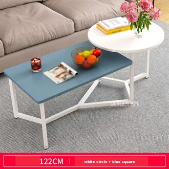 Moderne Eenvoudige Stalen Frame Combinatie Thee Tafel 2 In 1 Woonkamer Bijzettafel Dubbele Kleur Kunstmatige Board Ronde Koffie tafel