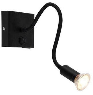 Moderne flexibele wandlamp USB zwart - Zeno