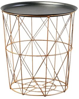 Moderne Goud Ronde Draad Metalen Opslag Mand Bijzettafel Slaapkamer Balkon Hoek Thee Tafel