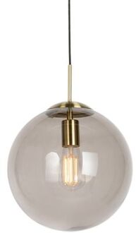 Moderne hanglamp messing met smoke glas 30 cm - Ball Goud, Transparant