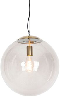 Moderne hanglamp messing met smoke glas 40 cm - Ball Goud, Transparant