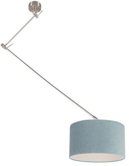 Moderne hanglamp staal met kap mineraal 35 cm - Blitz Blauw