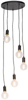 Moderne hanglamp zwart 35 cm 5-lichts - Facil