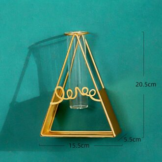 Moderne Ijzer Gouden Hydrocultuur Glazen Vaas Houder Bloempot Home Decoration Metal Geometrische Woonkamer Muur Vaas