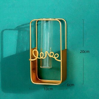 Moderne Ijzer Gouden Hydrocultuur Glazen Vaas Houder Bloempot Home Decoration Metal Geometrische Woonkamer Muur Vaas