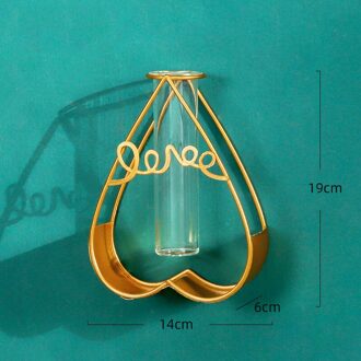 Moderne Ijzer Gouden Hydrocultuur Glazen Vaas Houder Bloempot Home Decoration Metal Geometrische Woonkamer Muur Vaas