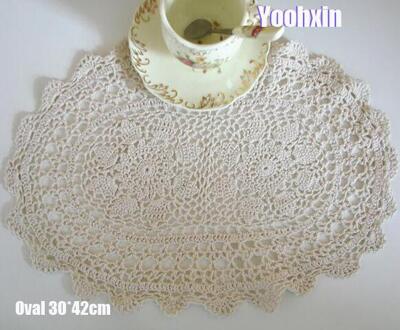 Moderne kant ovale katoenen gehaakte placemat cup mok thee koffie coaster keuken eettafel plaats mat kleedje bruiloft drinken glas pad