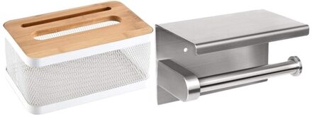 Moderne Lange Vierkante Metalen Papier Facial Tissue Box Cover Houder Met Zelfklevende Of Muur-Boren Toiletpapier houder